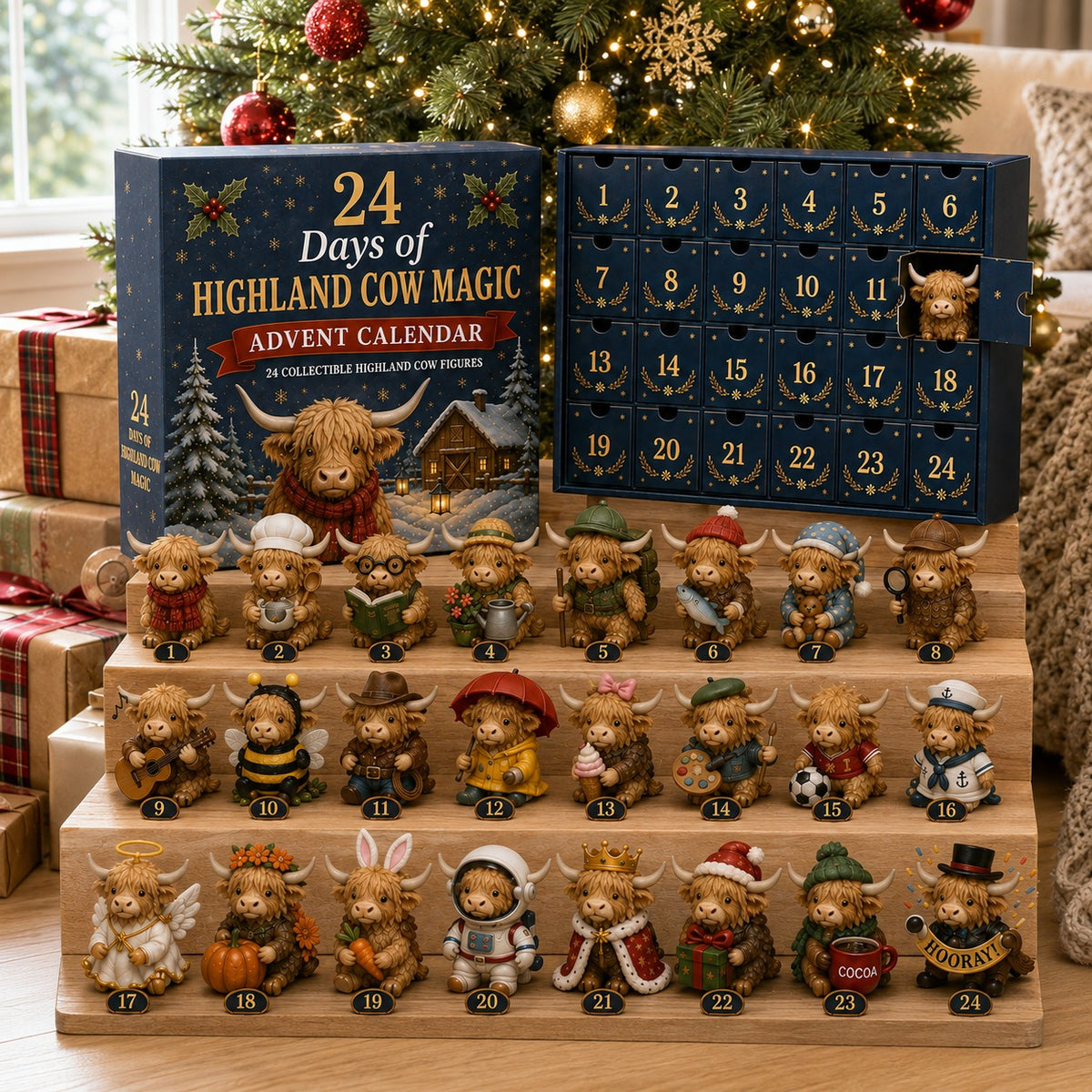 HIGHLAND COW CHRISTMAS COUNTDOWN COLLECTIBLE CALENDAR
