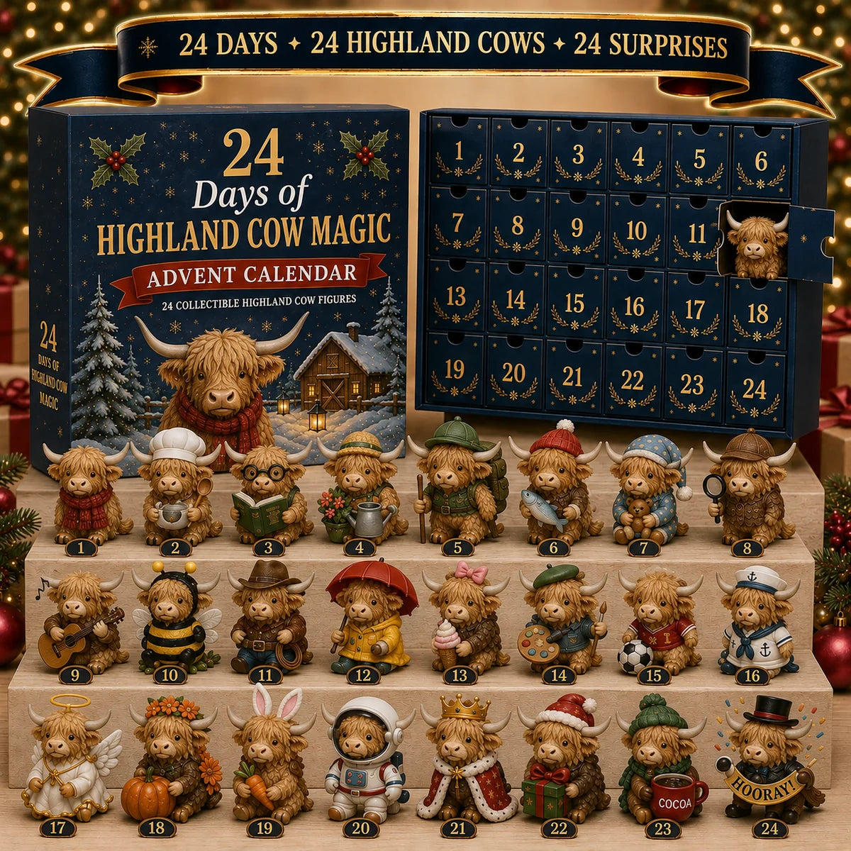 HIGHLAND COW CHRISTMAS COUNTDOWN COLLECTIBLE CALENDAR